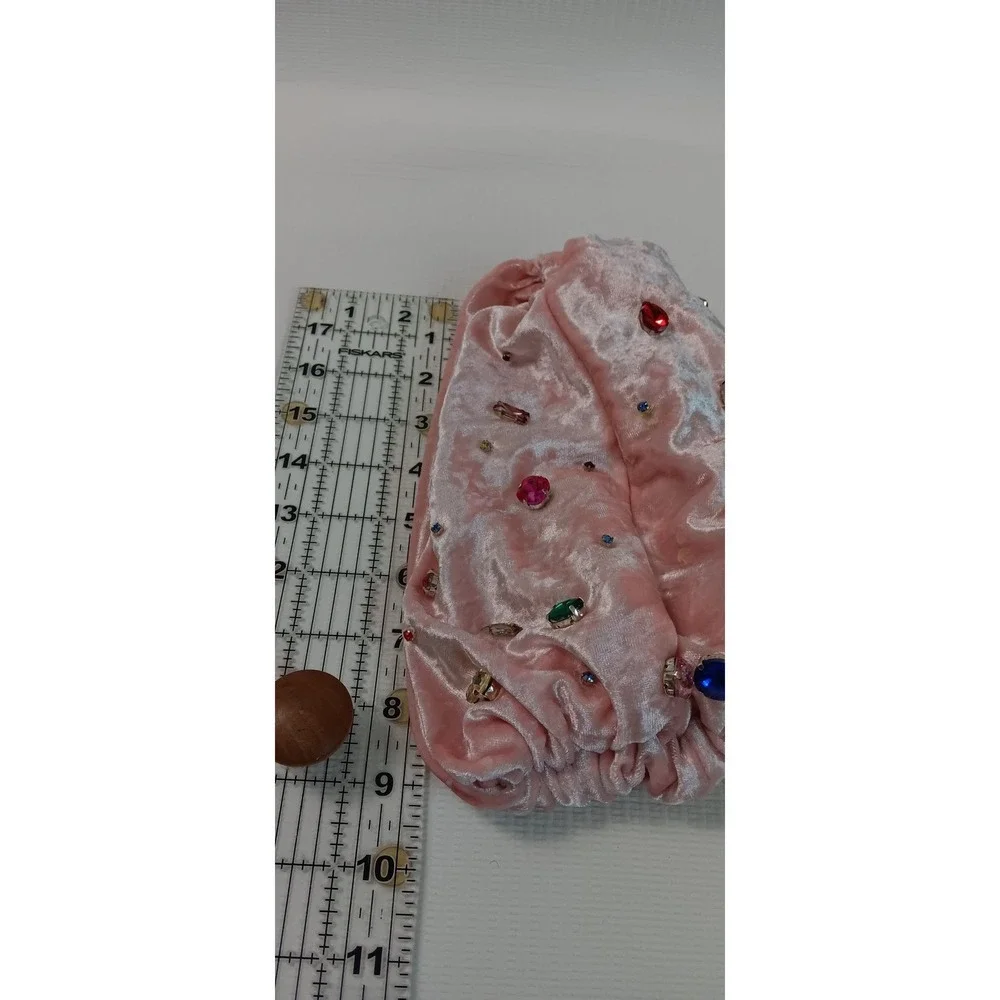 Pink‎ Velvet Rhinestone Turban Head Covering Stretch Velvet Jeweled Hijab Cap